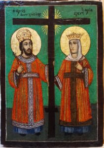 Restauration d'une icône de St Constantin et Ste Hélène