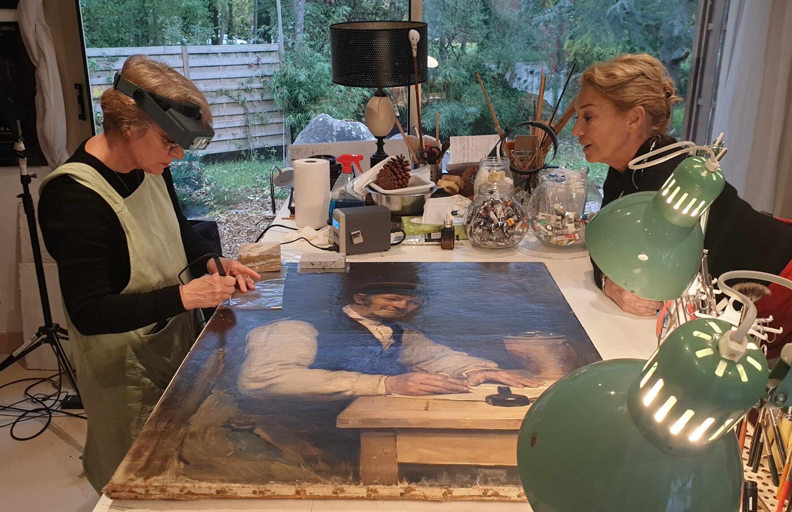 Restauration de tableau avec Géraldine Albers