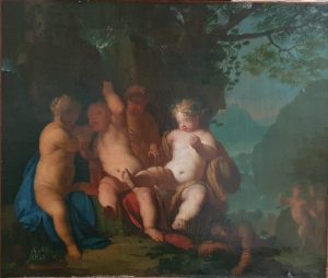 Tableau Bacchanale_Avant restauration