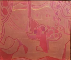 Tableau Coupe de fruits-F.-BORES_Avant restauration