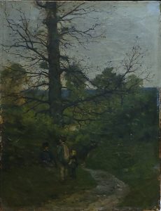 Tableau Halte en forêt_Avant restauration