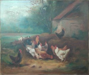Tableau Les-poules_Avant restauration