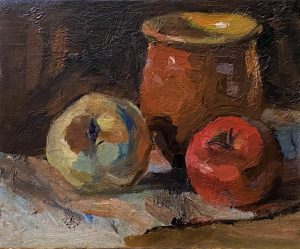 Tableau Nature morte au pommes_Après Restauration