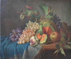 Tableau Nature-morte-aux-fruits-1893-R.-Jouhan_Après restauration