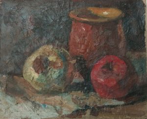 Tableau Nature morte aux pommes_Avant restauration