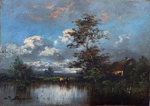 Tableau Paysage à l'étang-Dupre_Après restauration