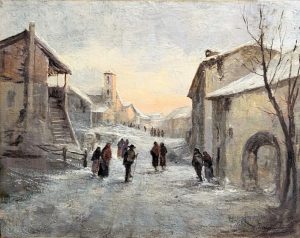 Tableau Paysage sous la neige_Après Restauration